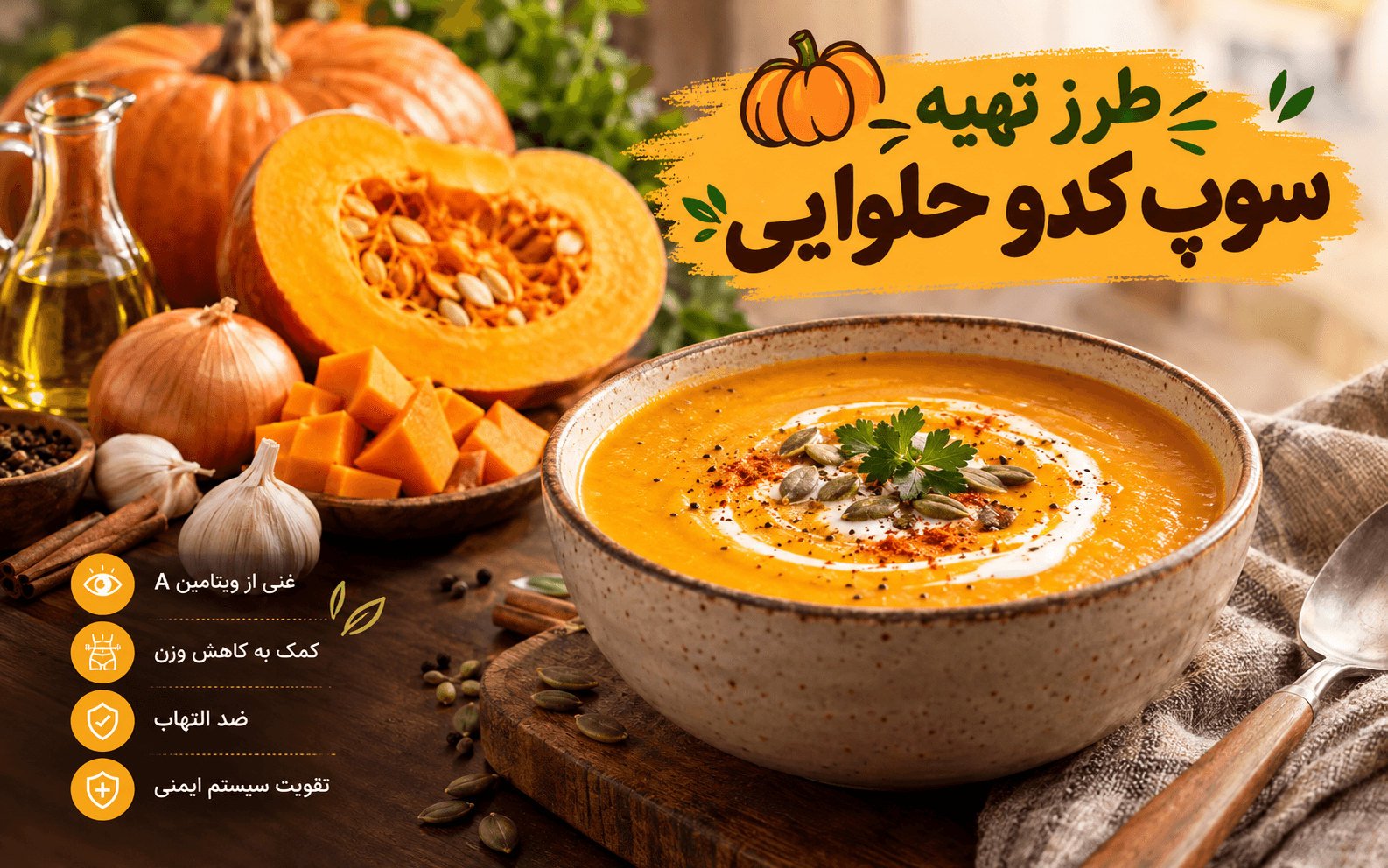 طرز تهیه سوپ کدو حلوایی + خواص شگفت‌انگیز آن