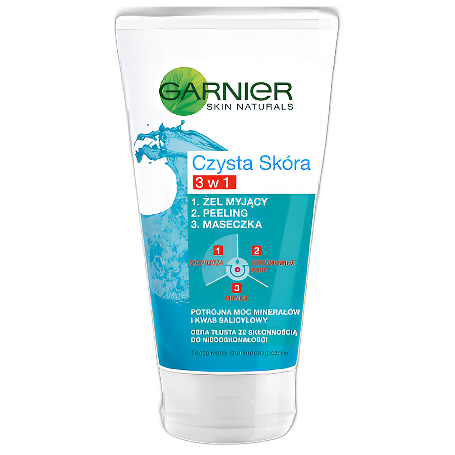 گارنیر ژل شستشوی لایه بردار مدلCzysta Skóra 3 in1 پوست چرب 150 میل